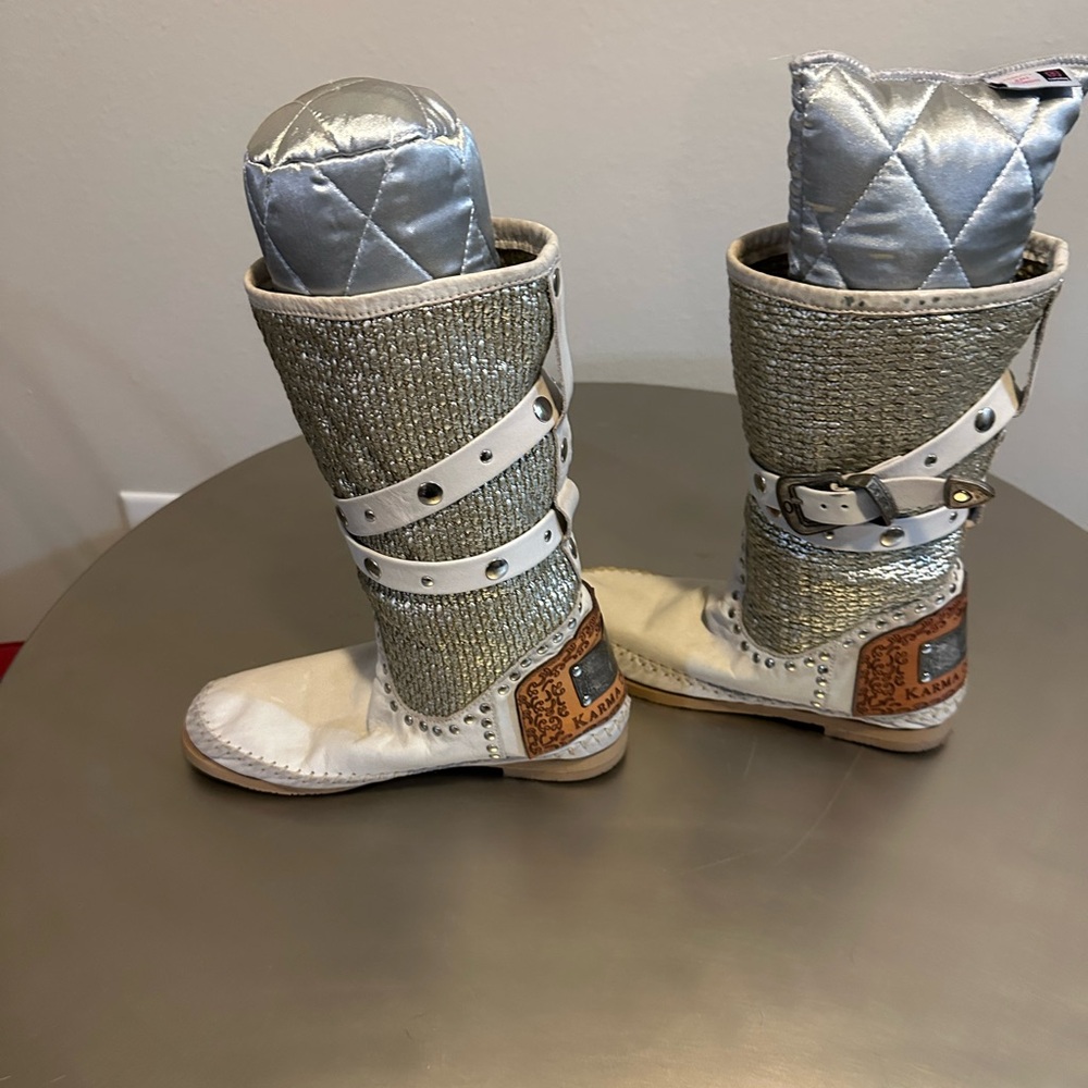 Karma of Charms Silver and White Women's Boots